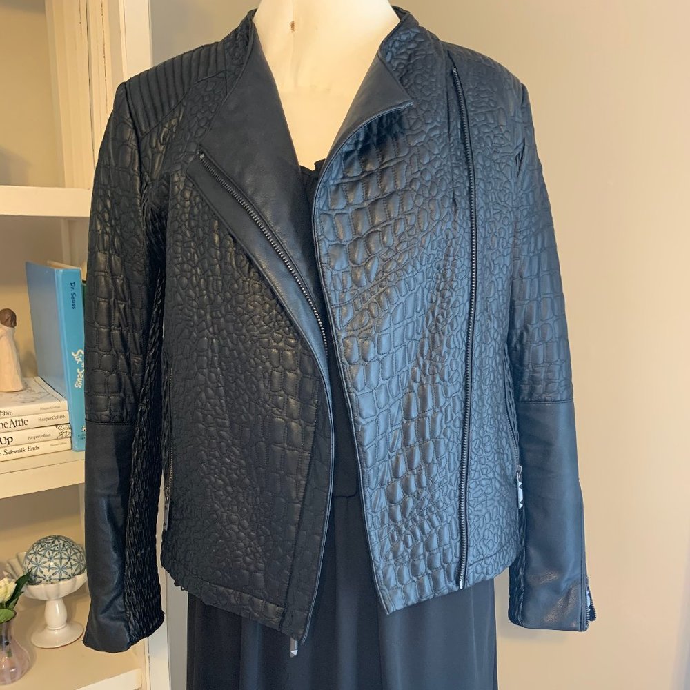 BCBG Textured Vegan Leather Jacket